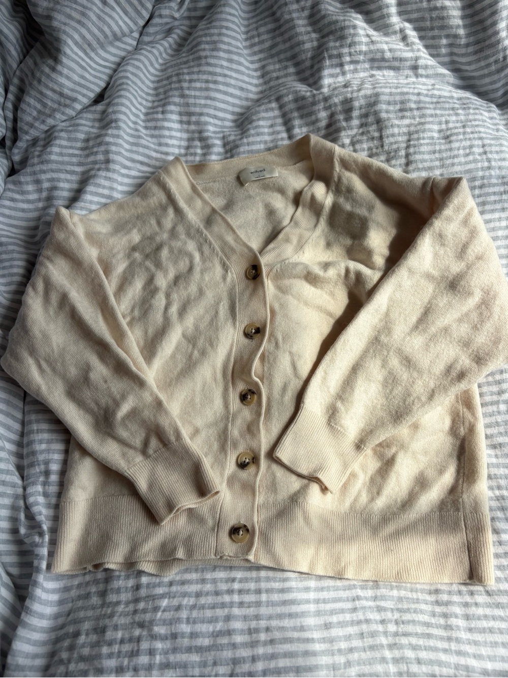 Wilfred Cream V-Neck Button Front Cardigan